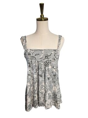 Calvin Klein Jeans Gray Floral Square-Neck Viscose Tank Size M